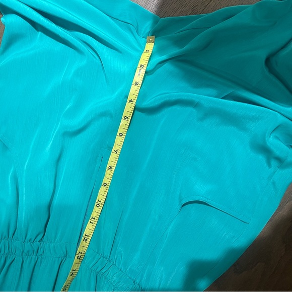 Cybil's collection Palm Beach size Small teal and white 80s long sleeve jumpsuit - Picture 6 of 16